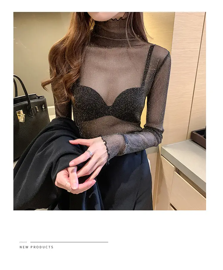 2025 Sexy See-Through Silk Mesh Top with Bright Bottoming — feature 15
