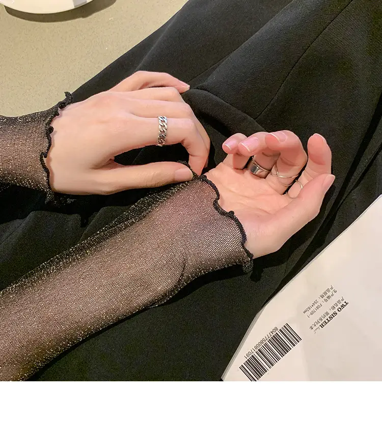 2025 Sexy See-Through Silk Mesh Top with Bright Bottoming — feature 20