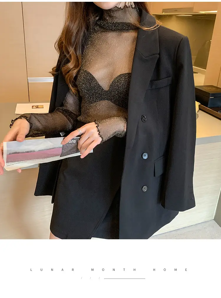 2025 Sexy See-Through Silk Mesh Top with Bright Bottoming — feature 22