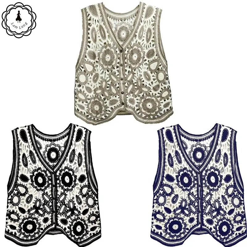 New Spring Women's Knitted Embroidered Vest Coat