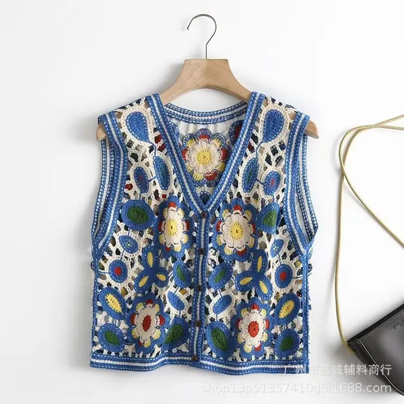 New Spring Women's Knitted Embroidered Vest Coat