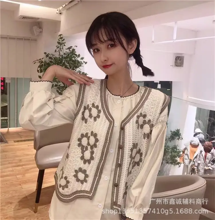 New Spring Women's Knitted Embroidered Vest Coat