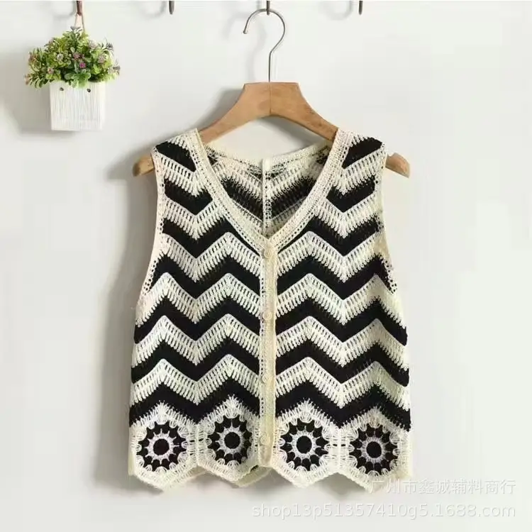 New Spring Women's Knitted Embroidered Vest Coat