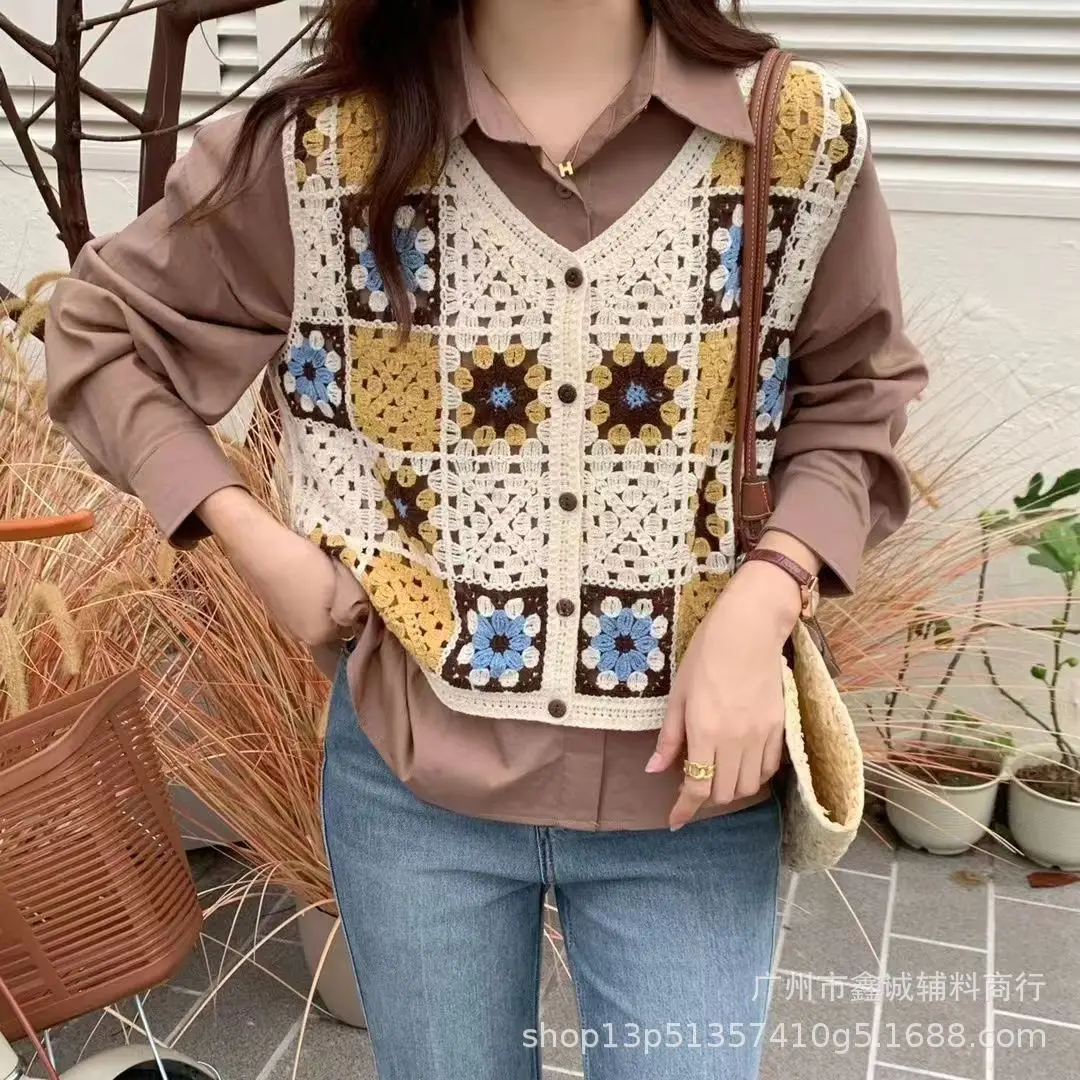 New Spring Women's Knitted Embroidered Vest Coat