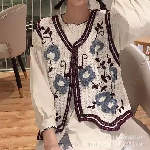 New Spring Women's Knitted Embroidered Vest Coat