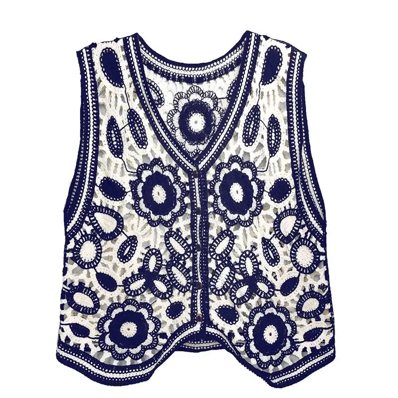 New Spring Women's Knitted Embroidered Vest Coat
