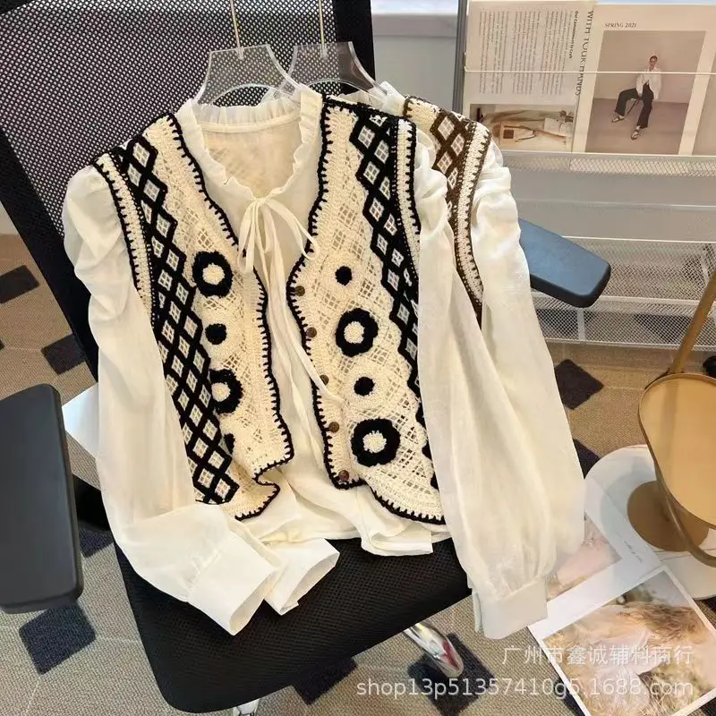 New Spring Women's Knitted Embroidered Vest Coat