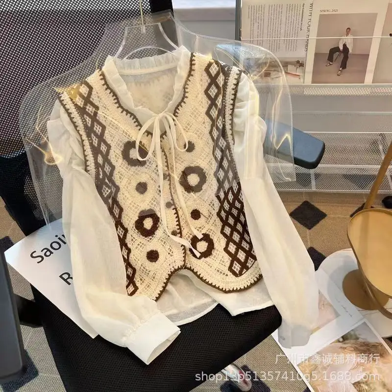 New Spring Women's Knitted Embroidered Vest Coat