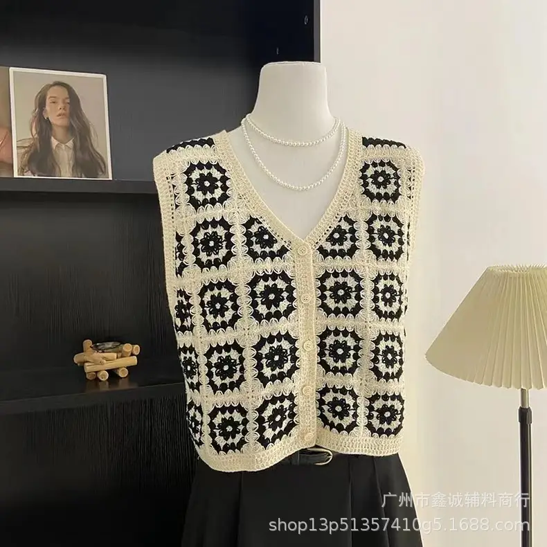 New Spring Women's Knitted Embroidered Vest Coat