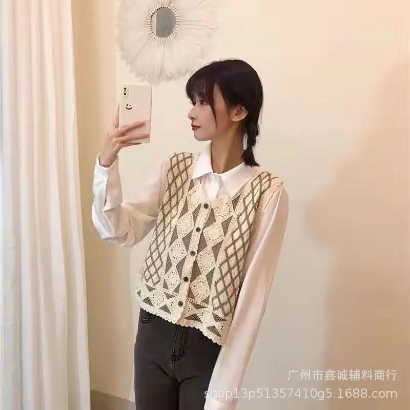 New Spring Women's Knitted Embroidered Vest Coat