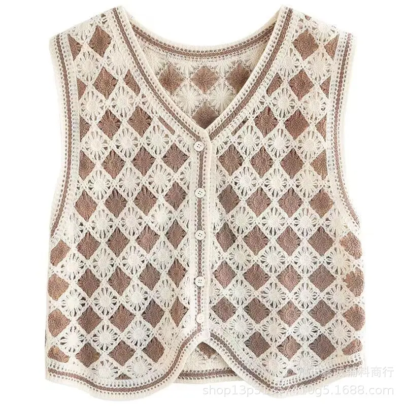 New Spring Women's Knitted Embroidered Vest Coat