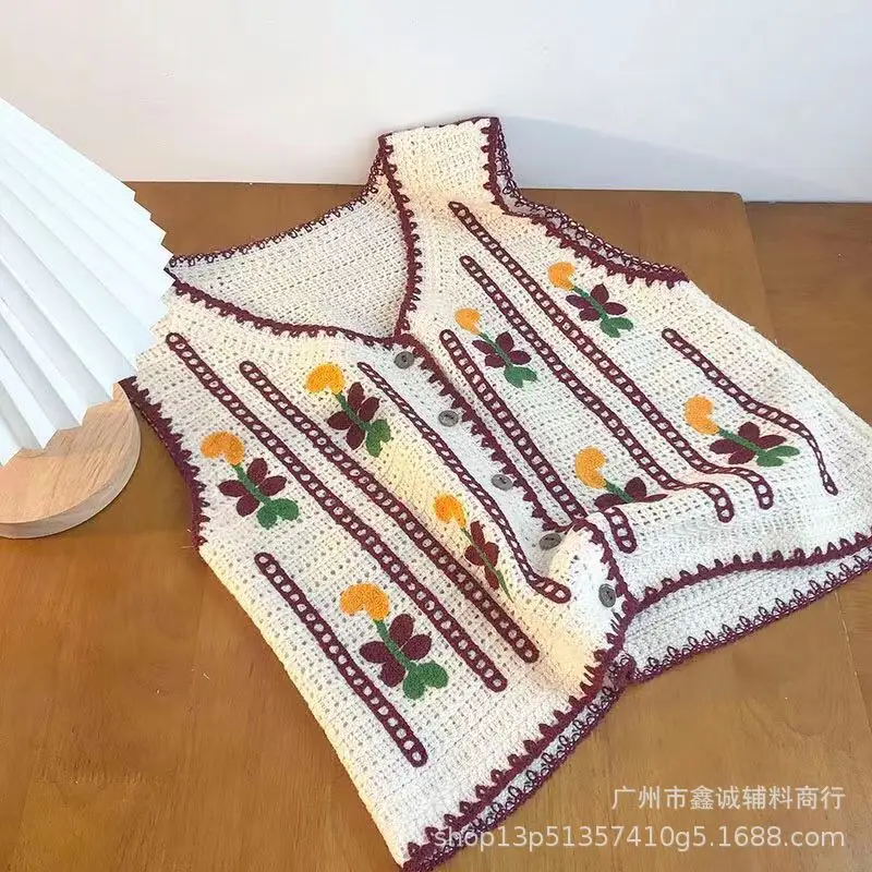 New Spring Women's Knitted Embroidered Vest Coat