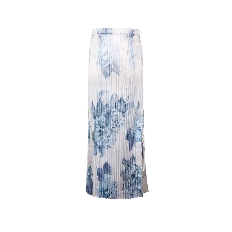 Floral Slim Dress Blue White Shoulder Straps Elastic Waist - Image 6