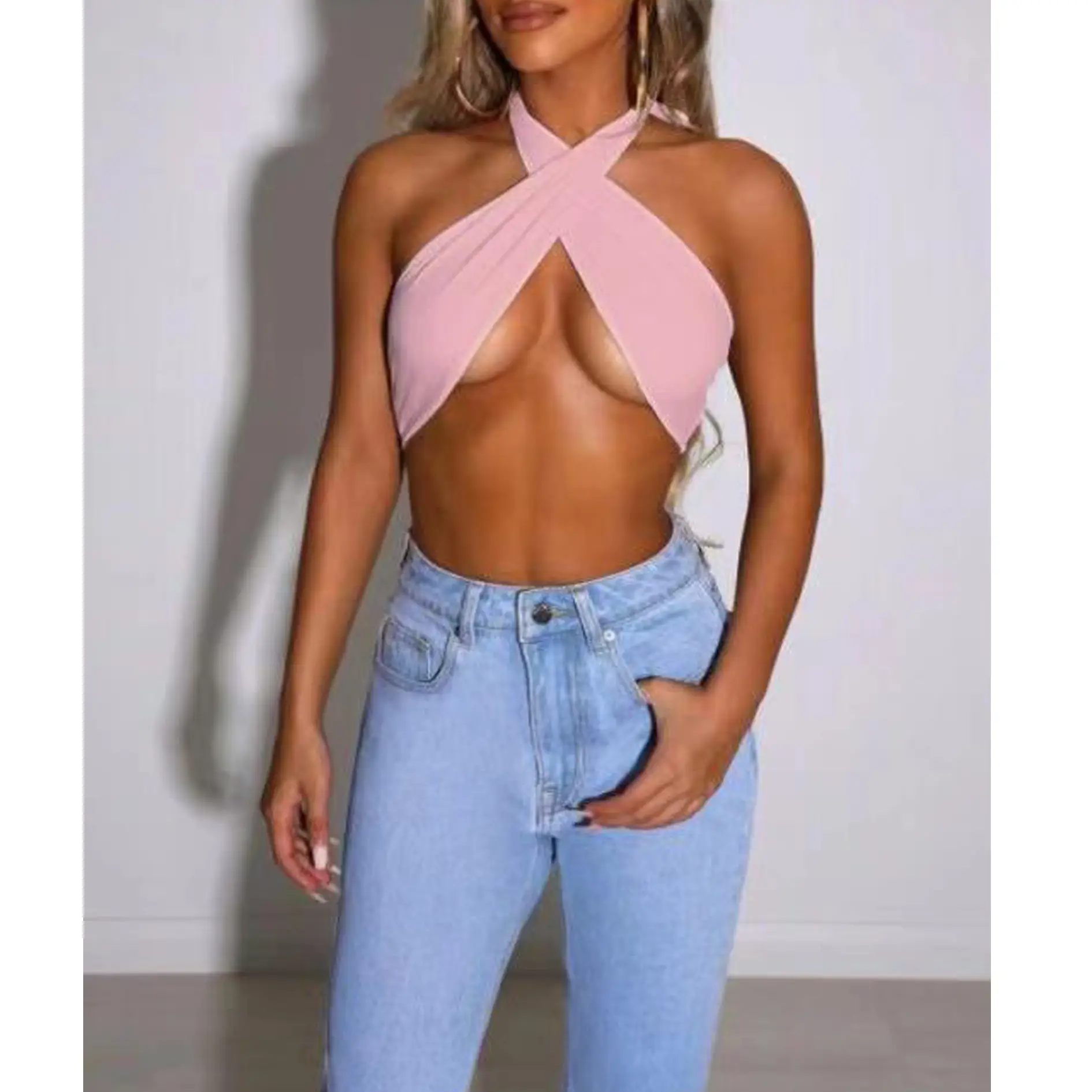 2024 Sexy Wrapped Chest Backless Top Halterneck Lace-Up Top - Image 2