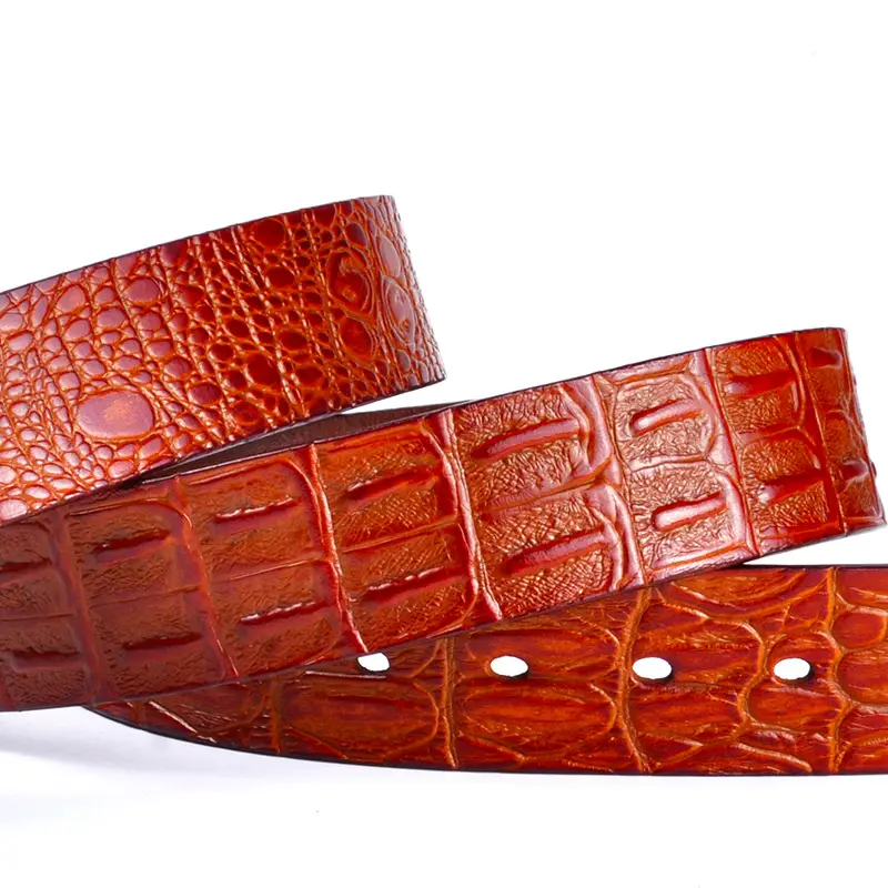 Men's Black Croc Leather Belt with Silver Buckle - Image 7
