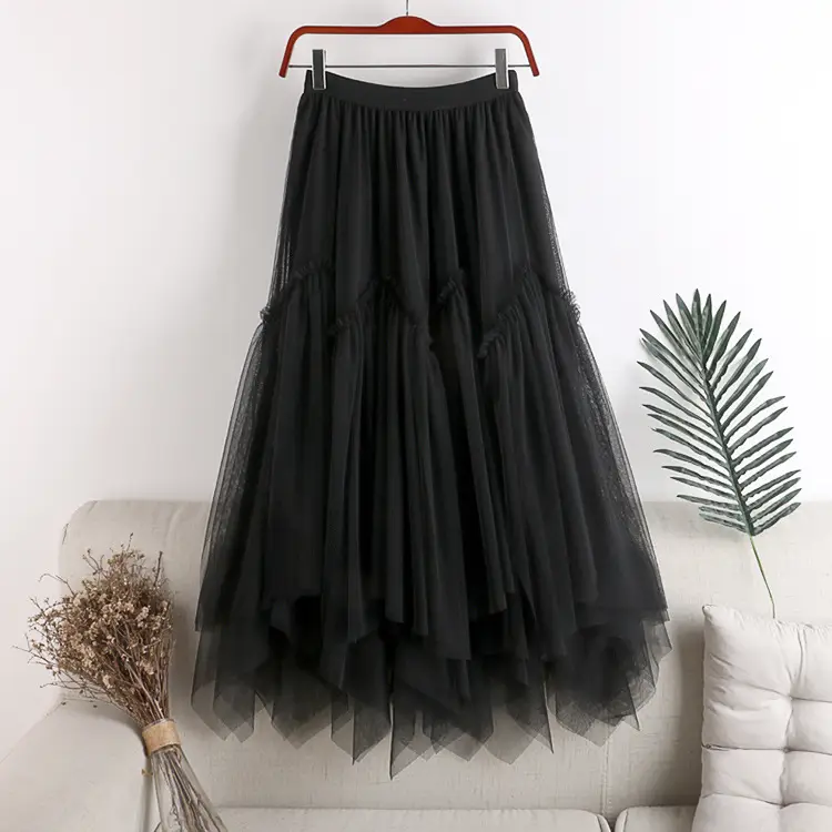 Pink Mesh Patchwork Skirt Women's Double Layer - Image 2