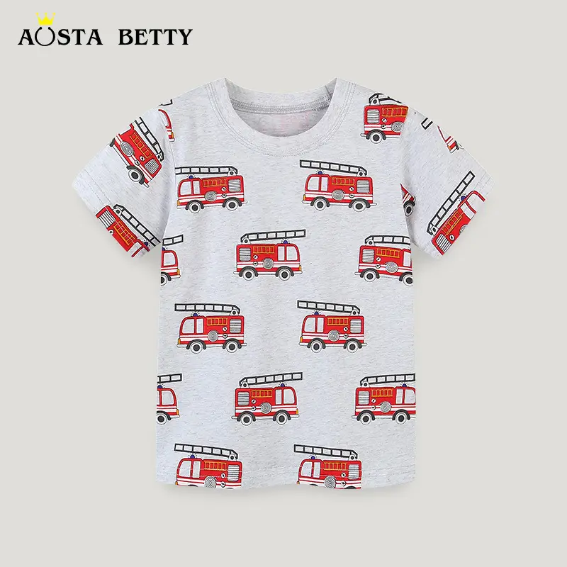 Kids Fire Truck T-Shirt White Medium to XL - Image 2