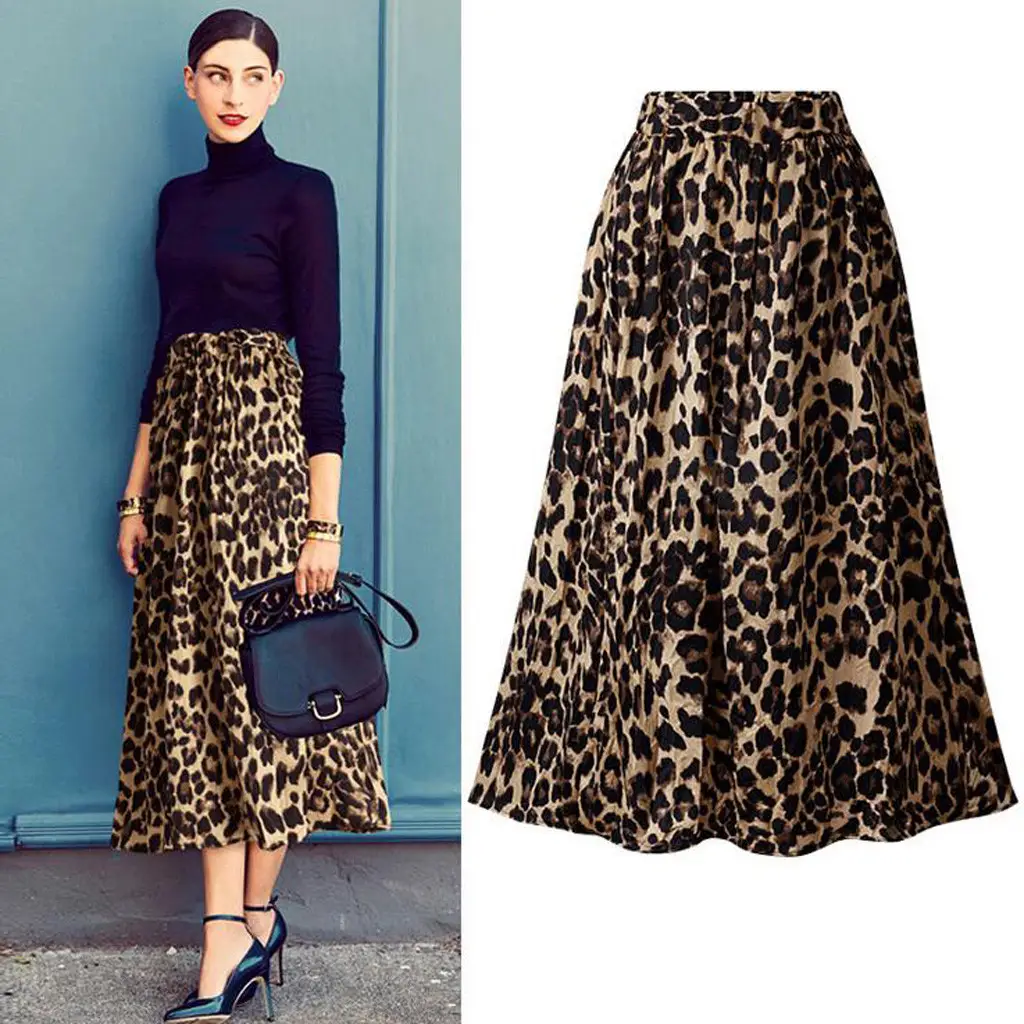 Leopard Print Long Skirt Large Size European Style - Image 2