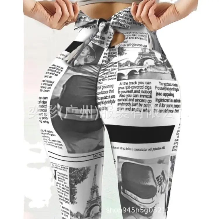 Leopard Print Bow Belt Yoga Pants for Women - Image 11