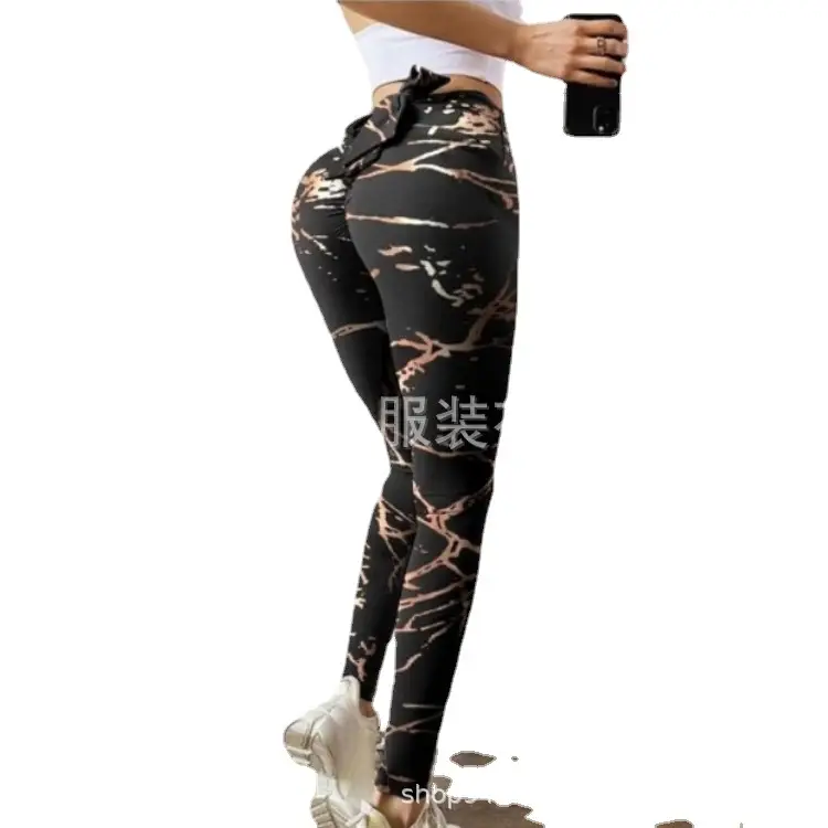 Leopard Print Bow Belt Yoga Pants for Women - Image 13