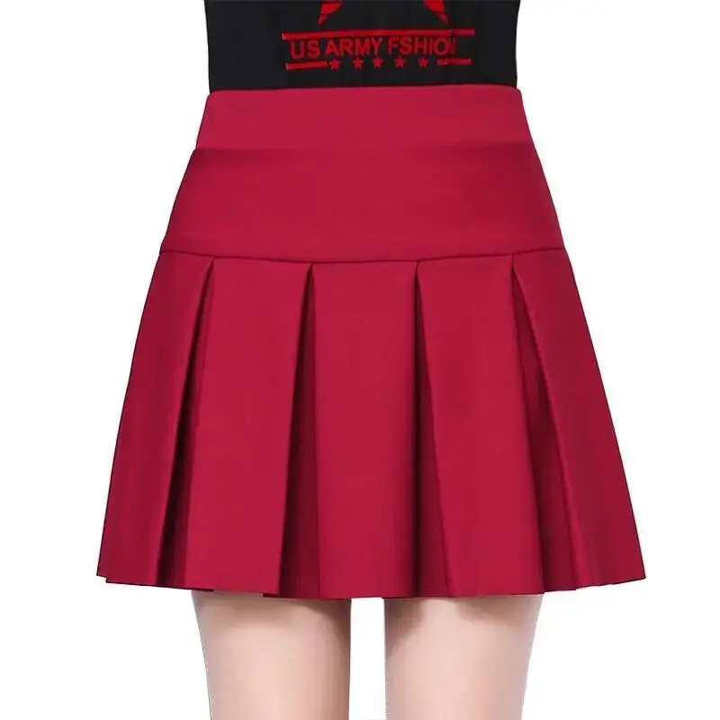 Red Square Dance Skirt Women's Elastic Waist Large