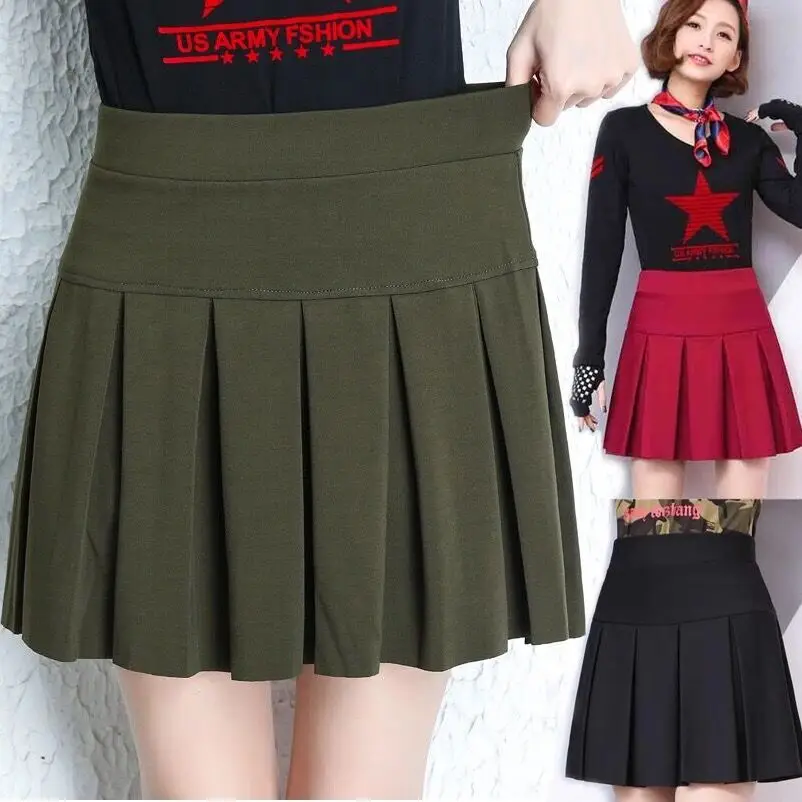Red Square Dance Skirt Women's Elastic Waist Large