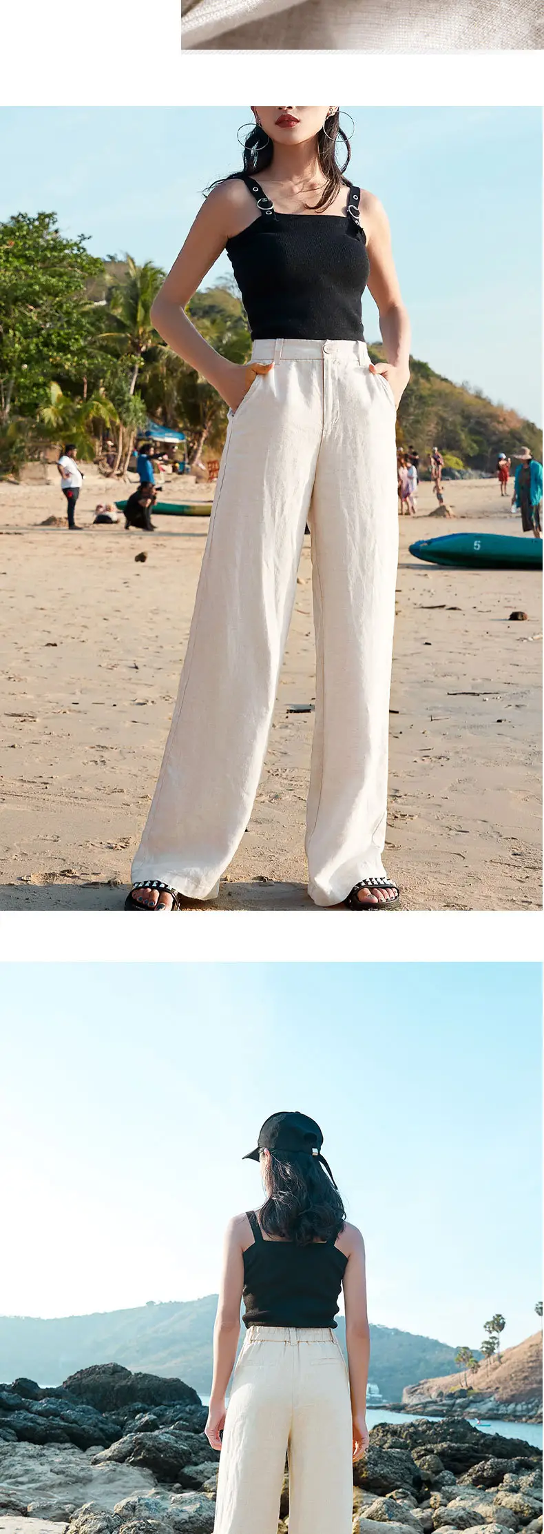 Linen Wide Leg Pants for Women Summer Loose Slimming — feature 11