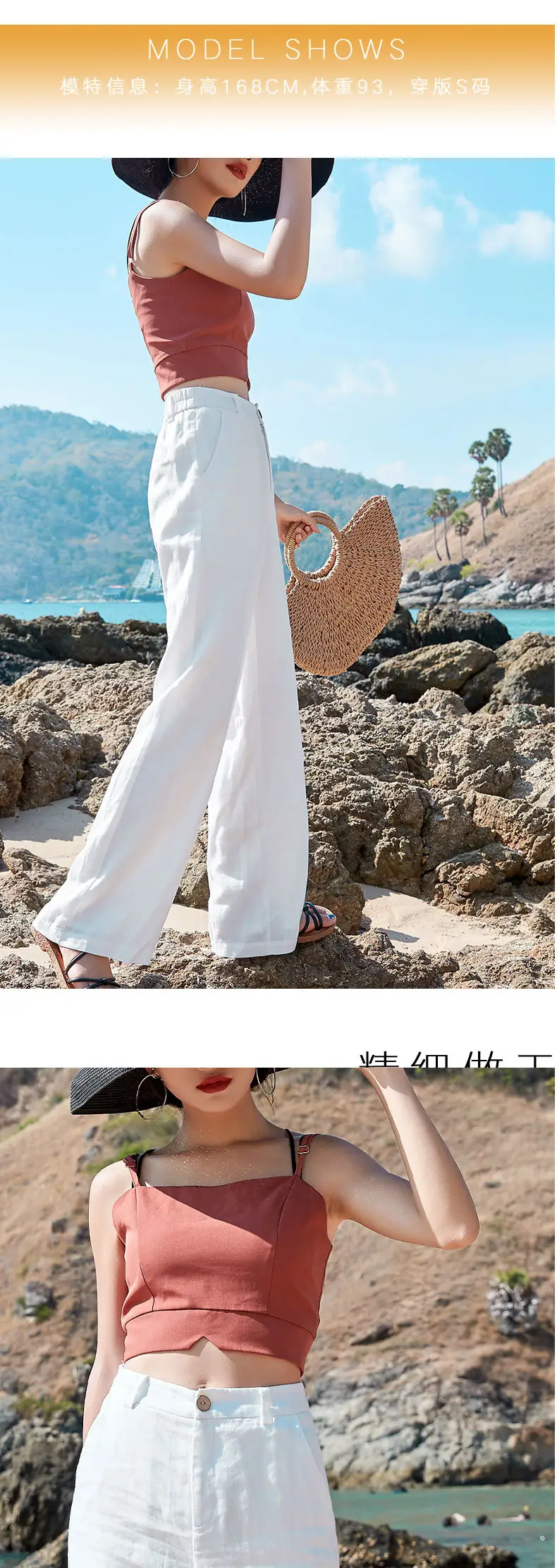Linen Wide Leg Pants for Women Summer Loose Slimming — feature 7