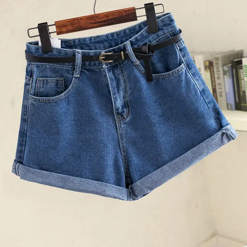 Women High Waist Denim Shorts Slim Curly Summer