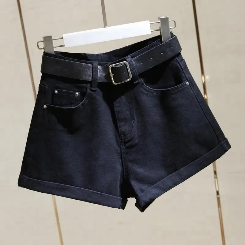 Women High Waist Denim Shorts Slim Curly Summer