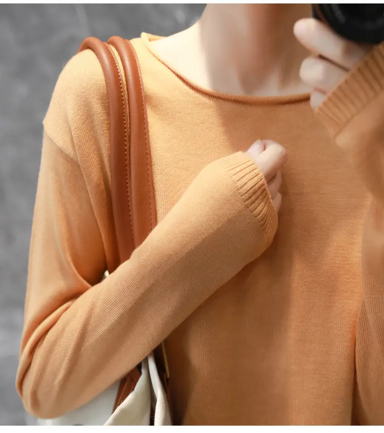 Women Long Sleeve V Neck Sweater Red 2020 - Image 14