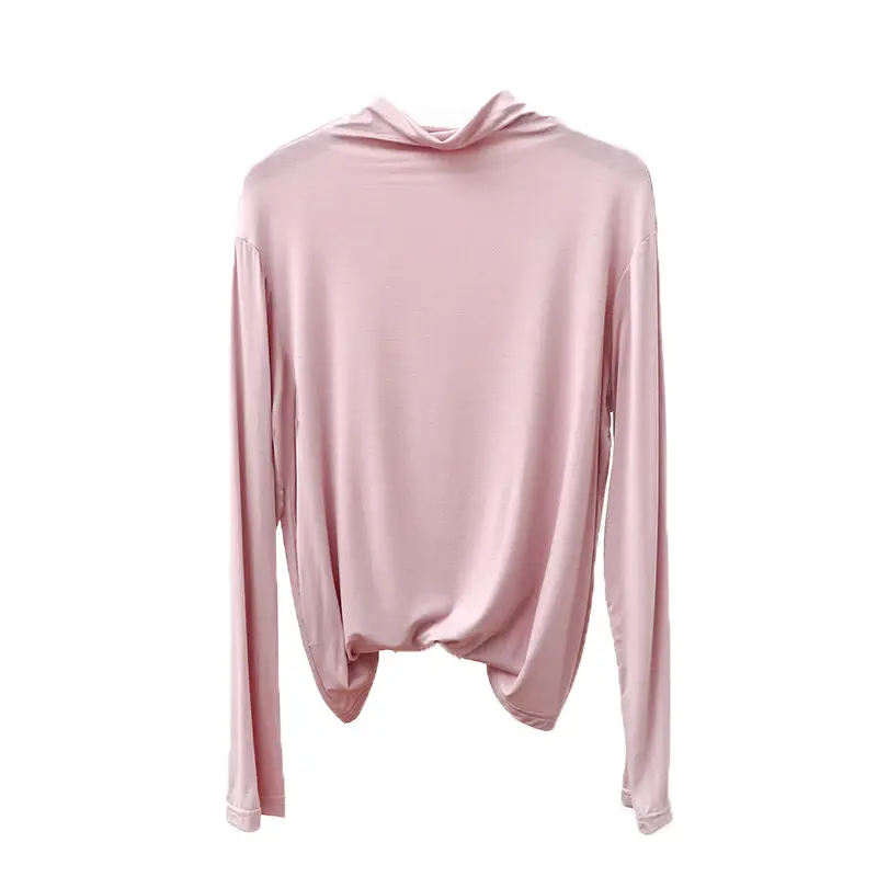 White Modal Half-Collar Long Sleeve T-Shirt Women Spring - Image 16
