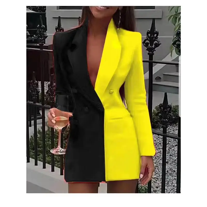 2021 V-Neck Blazer Suit Orange Pink Large Stock