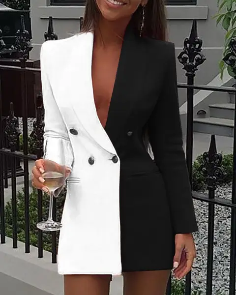 2021 V-Neck Blazer Suit Orange Pink Large Stock