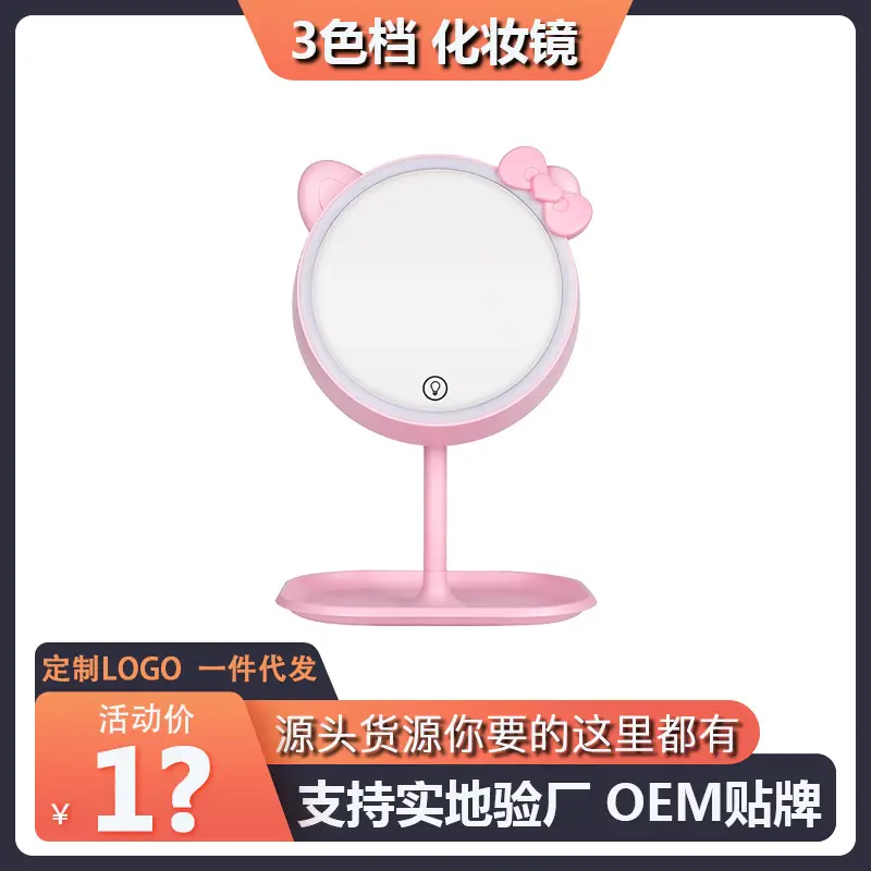 With glasses washer makeup mirror with lamp rechargeable LED dressing light mirror adjustable brightness beauty mirror