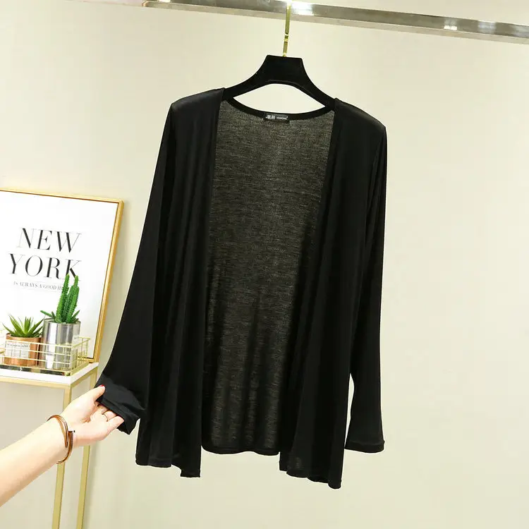 Women's Grey Long-Sleeve Shawl Coat Modal Cotton Slim Fit