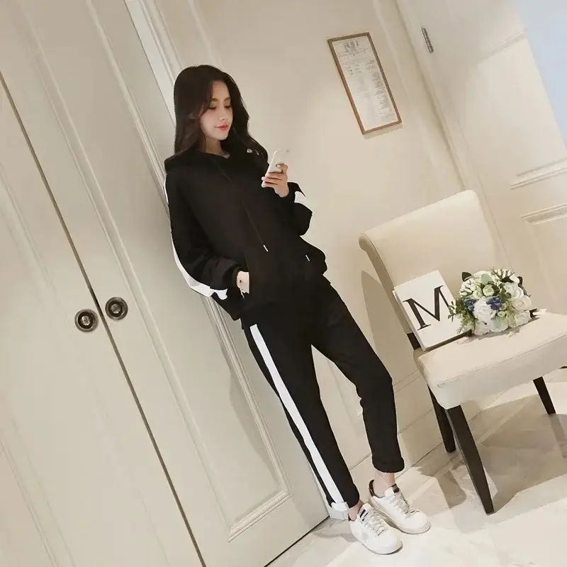 Women Korean Style Casual Sports Suit Black 2025 - Image 10