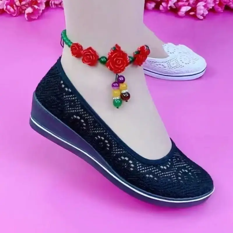 One-Piece Style Hospital Nurse Shoes, White Wedge-Heeled Women's Shoes, Women's Beauty and Comfort Canvas White Shoes, Work Shoes Wholesale