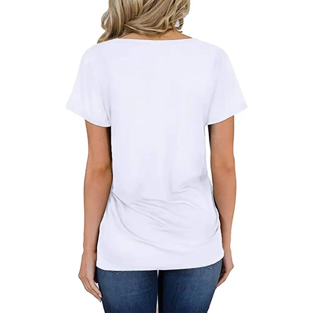 2023 Women V-Neck Pocket T-Shirt Black Loose Spring Summer - Image 8