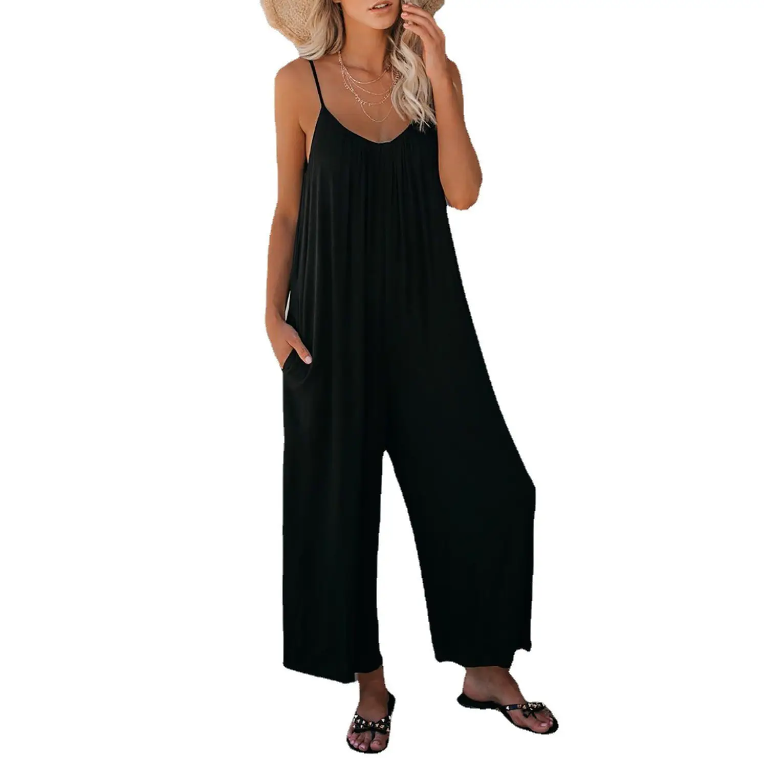 Women Pink Long Pants Cross-Border Summer Casual Jumpsuit - Image 14