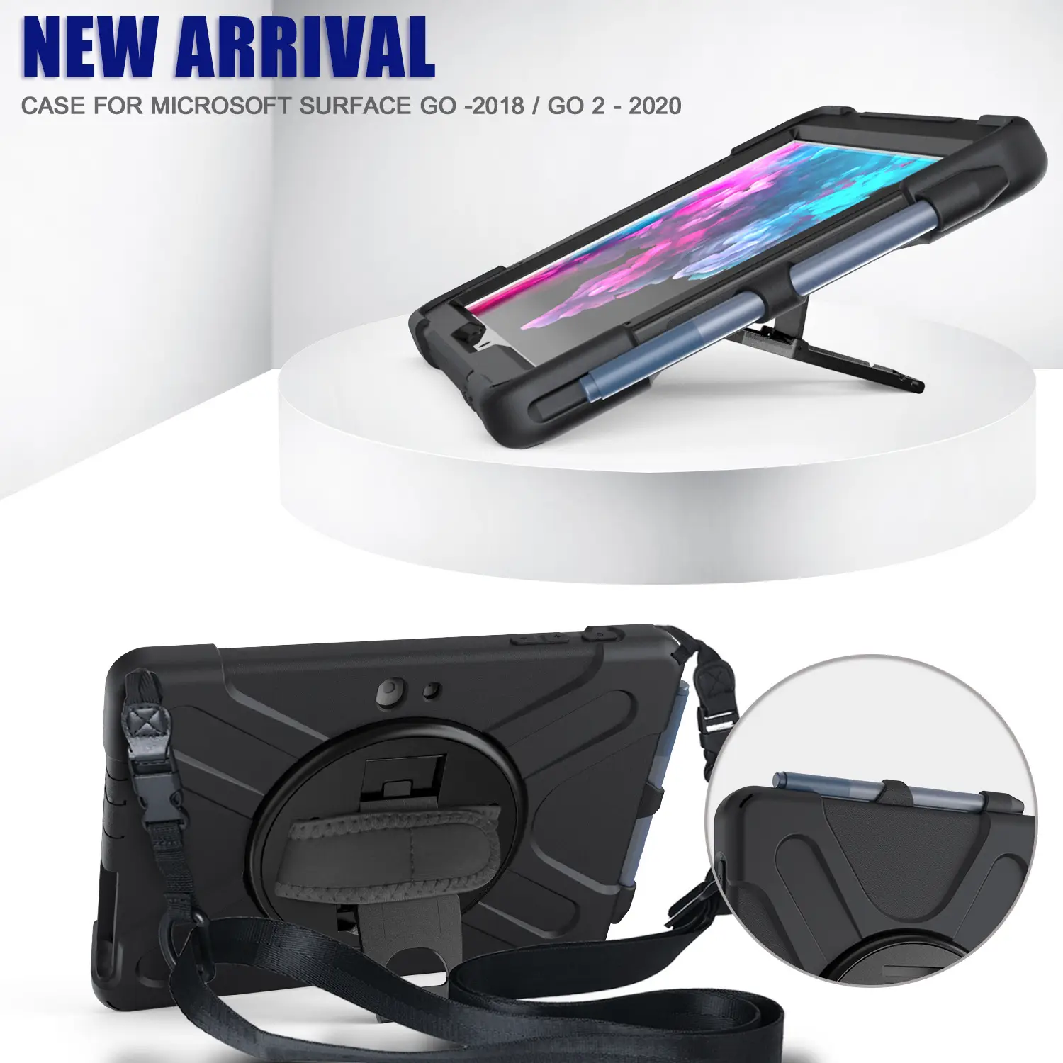 Orange 3-Point Protection Tablet Case with Rotating Bracket - Image 10