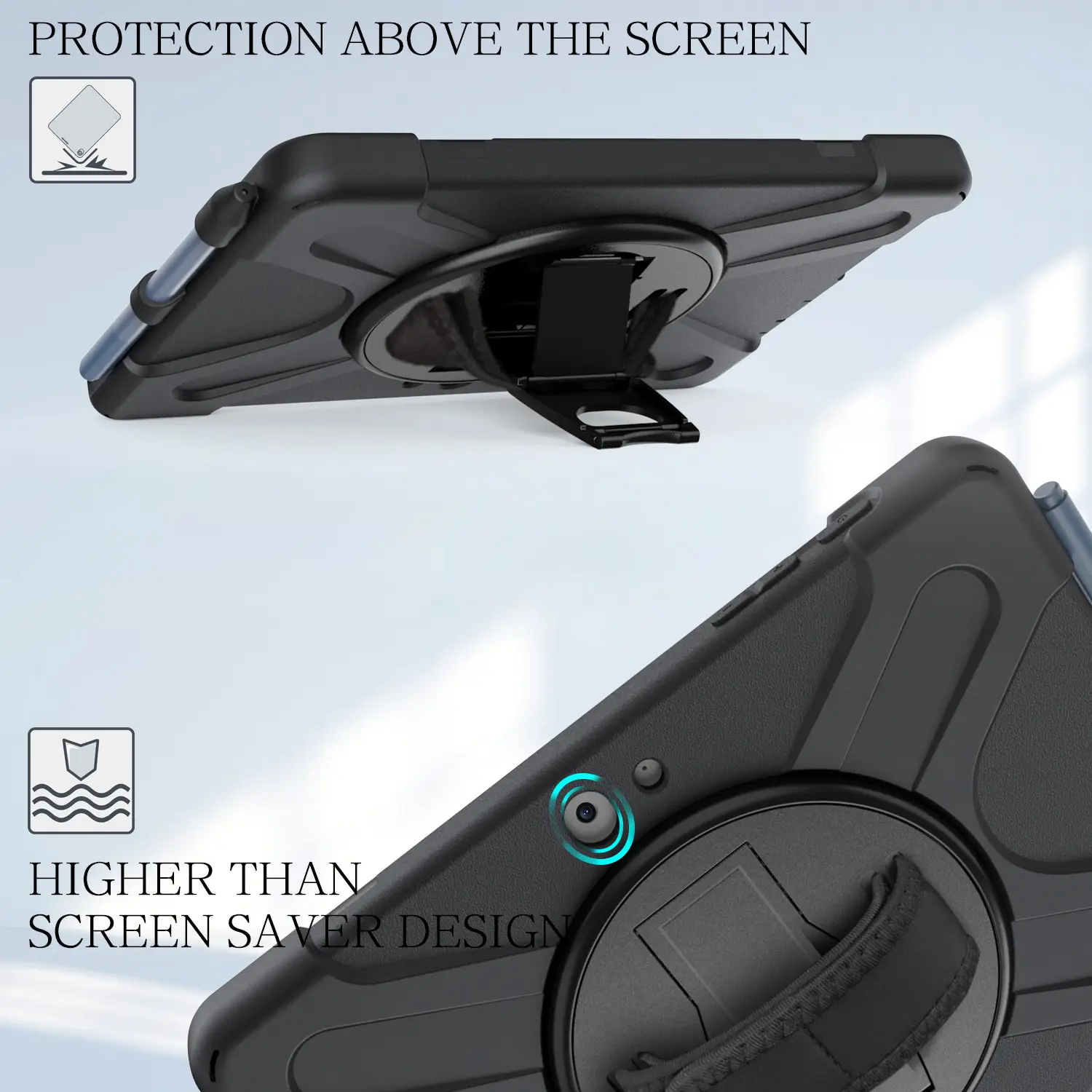Orange 3-Point Protection Tablet Case with Rotating Bracket - Image 12
