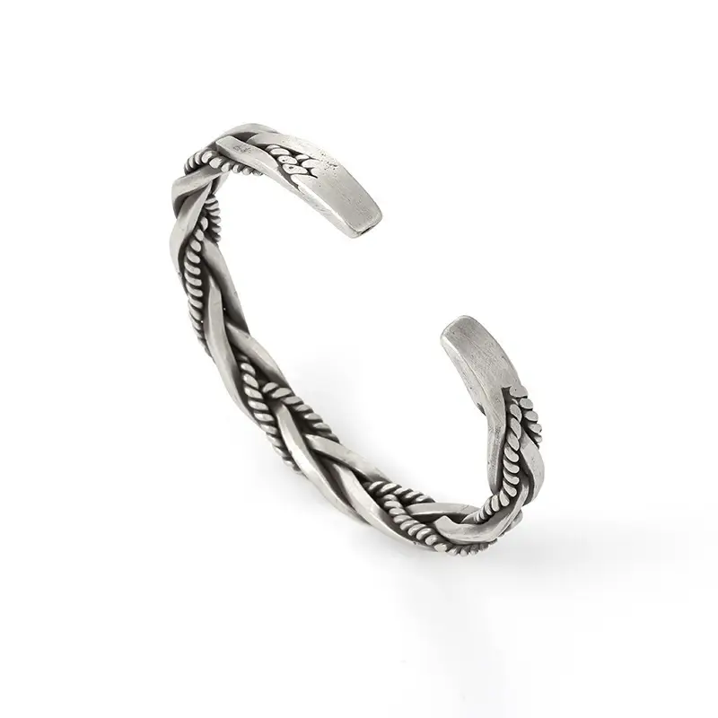 Twist Braided S925 Silver Plated Bracelet for Men Women - Image 7