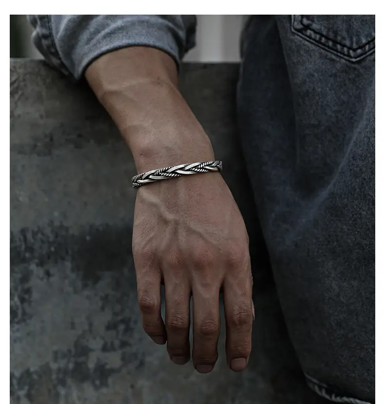 Twist Braided S925 Silver Plated Bracelet for Men Women — feature 11