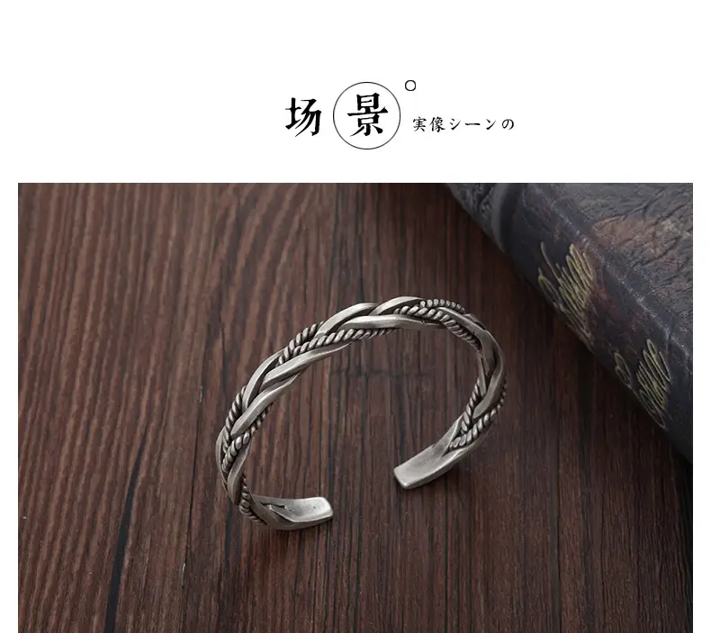 Twist Braided S925 Silver Plated Bracelet for Men Women — feature 12