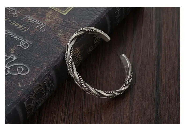Twist Braided S925 Silver Plated Bracelet for Men Women — feature 13