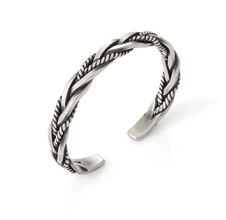 Twist Braided S925 Silver Plated Bracelet for Men Women — feature 8
