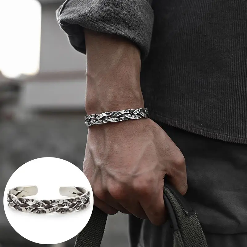 Twist Braided S925 Silver Plated Bracelet for Men Women - Image 2