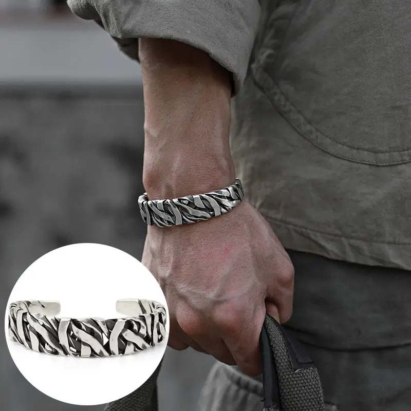 Twist Braided S925 Silver Plated Bracelet for Men Women - Image 3