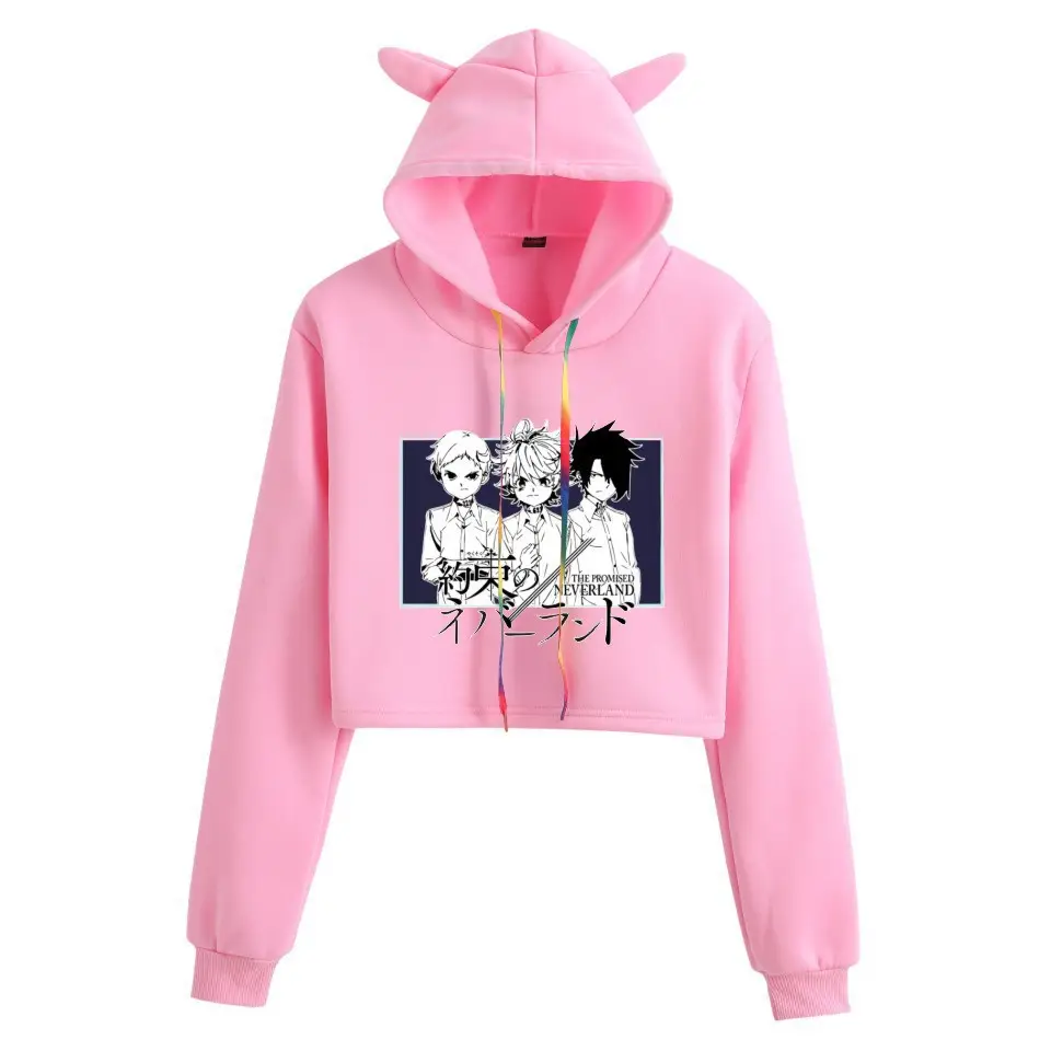 Pink Women's Hooded Sweatshirt with Cat Ears Print